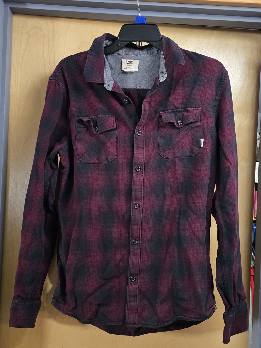 Vans Men's Red & Black Plaid Long-Sleeve Shirt